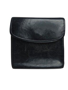 Vintage Coach Coin Purse Wallet Leather Black Bi-Fold Design Snap Closure